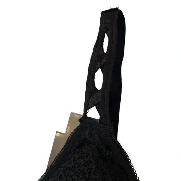 Daisy Fuentes Mesh Bralette Lace Overlay Black Medium NWT - Picture 5 of 14